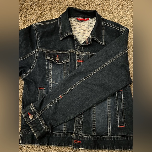 Vintage Ferrari Dark Denim Jacket with Red Accents - Picture 10 of 16